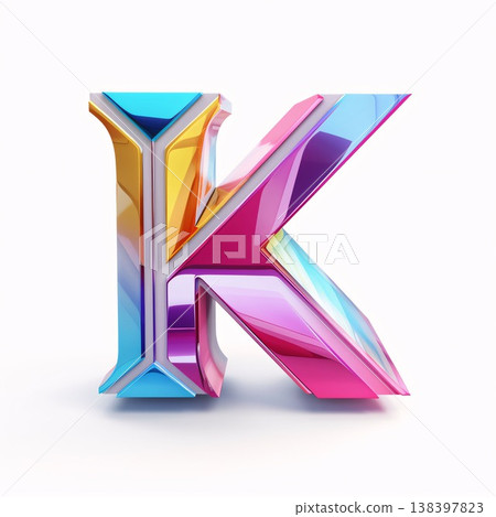 3d letter K in low poly style isolated on white background. 138397823