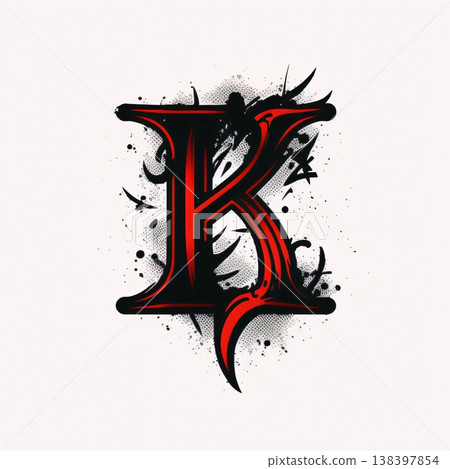 Abstract letter K in graffiti style. Grunge vector illustration. Abstract letter K in graffiti style. Grunge vector illustration. 138397854