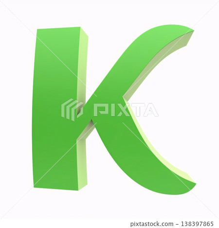 green letter K isolated on white background. 3d render image. green letter K isolated on white background. 3d render image. 138397865