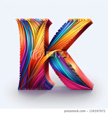 3D Letter K, colorful 3D rendered font with shadow effect 138397872