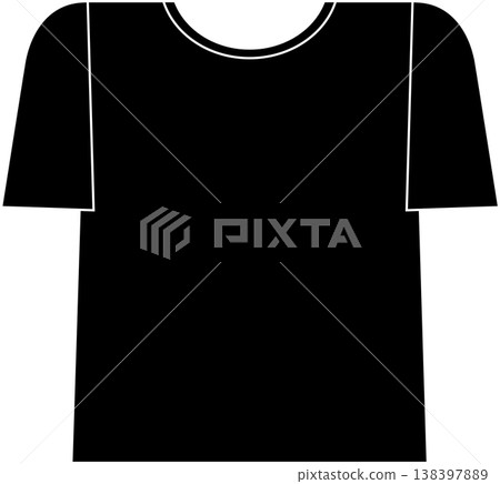 Illustration of a simple short-sleeved T-shirt to wear on a hot day - black 138397889