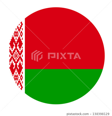 Circular Belarusian national flag symbol. Country emblem for travel, language and Eastern European concepts. 138398129