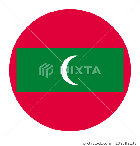 Circular Maldives national flag symbol. Country emblem for travel, vacation and island concepts. Circular Maldives national flag symbol. Country emblem for travel, vacation and island concepts. 138398135