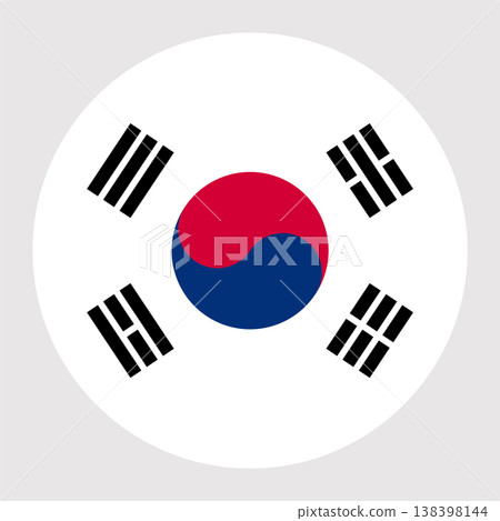 Circular South Korea national flag symbol. Republic of Korea emblem for travel and language. Circular South Korea national flag symbol. Republic of Korea emblem for travel and language. 138398144