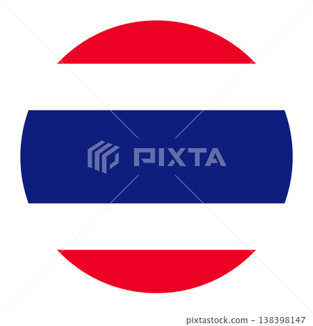 Circular Thai national flag symbol. Country emblem for travel, food and language. Circular Thai national flag symbol. Country emblem for travel, food and language. 138398147