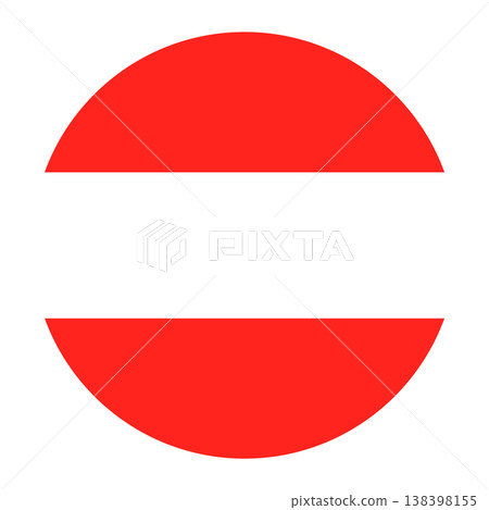 Circular Austrian national flag symbol. Country emblem for travel, language and European concepts. Circular Austrian national flag symbol. Country emblem for travel, language and European concepts. 138398155