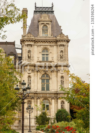 Hotel de Ville in Paris, France, showing an iconic architectural landmark during an autumn travel journey Hotel de Ville in Paris, France, showing an iconic architectural landmark during an autumn travel journey 138398264