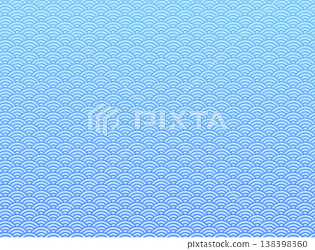 Light blue seigaiha (wave pattern) design, light blue to navy blue gradient Japanese-style background material. Light blue seigaiha (wave pattern) design, light blue to navy blue gradient Japanese-style background material. 138398360