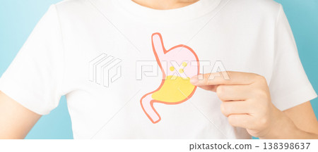Gastroesophageal reflux disease (GERD) or acid reflux symptoms. Woman suffering from heartburn, stomachache, nausea and bloating. Gastrointestinal system disease and digestive problems. 138398637