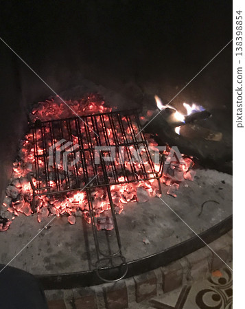 grill over the coals ready to grill grill over the coals ready to grill 138398854