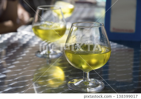 glasses of pomace of herbs on the table glasses of pomace of herbs on the table 138399017
