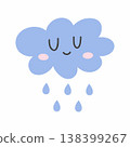 Funny cute rain cloud. Doodle style illustration on white background. 138399267