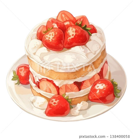 草莓蛋糕的插圖 138400058
