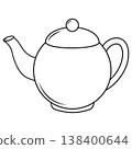 Teapot , kettle, tea kettle and tea cup line icon isolated on white background. Vector illustration. 138400644