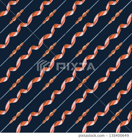 Diagonal seamless pattern with screwdrivers and twisted red ribbon. Watercolor illustration of working tools on a dark blue background. Realistic seamless background for decorating repair shops and Diagonal seamless pattern with screwdrivers and twisted red ribbon. Watercolor illustration of working tools on a dark blue background. Realistic seamless background for decorating repair shops and 138400649