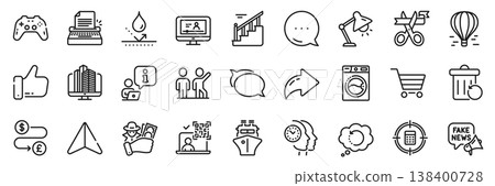 Market sale, Online video and Calculator target line icons pack. Share, Message, Paper plane icons. Time management, Washing machine, Fake news web icon. Vector Market sale, Online video and Calculator target line icons pack. Share, Message, Paper plane icons. Time management, Washing machine, Fake news web icon. Vector 138400728