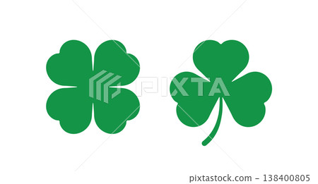 St Patricks Day Green Shamrock and Four Leaf Clover Symbols 138400805