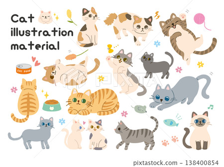 Illustrations of various kinds of cute cats 138400854