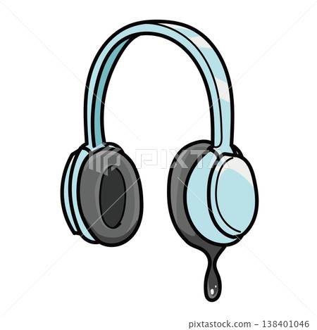Melting headphones (hand-drawn, blue) 138401046