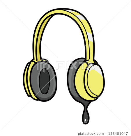 Melting headphones (hand-drawn, yellow) Melting headphones (hand-drawn, yellow) 138401047