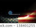 Independence Day. An abstract, elegant background with an American flag silhouette 138401255