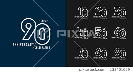 Set of trendy anniversary logotype. Modern geometric anniversary celebration icons design. Set of trendy anniversary logotype. Modern geometric anniversary celebration icons design. 138401639