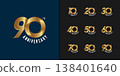 Set of premium anniversary logotype. Golden anniversary celebration emblem design. 138401640