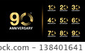 Set of premium anniversary logotype. Golden anniversary celebration emblem design. 138401641