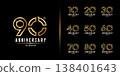 Set of premium anniversary logotype. Golden anniversary celebration emblem design. 138401643