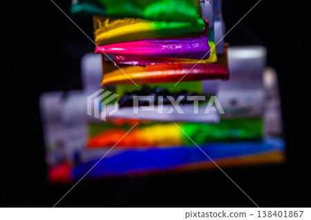 Smooth Transition of Rainbow Hues on Fabric Print Handles Smooth Transition of Rainbow Hues on Fabric Print Handles 138401867