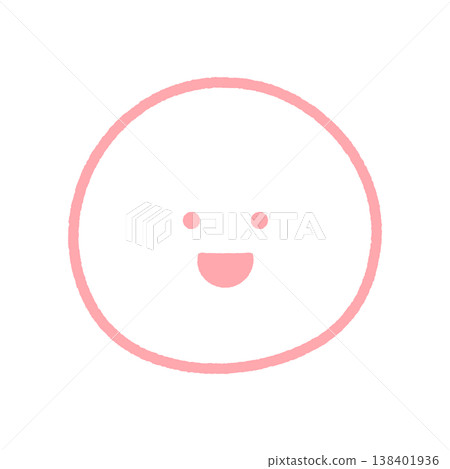 A cheerful, hand-drawn pink emoji icon - a simple and cute line art illustration of a smiling face. A cheerful, hand-drawn pink emoji icon - a simple and cute line art illustration of a smiling face. 138401936