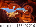 Sunlit Curves of Antelope Canyon Sandstone Formation. 138402216