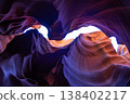 Sunlit Curves of Antelope Canyon Sandstone Formation. 138402217