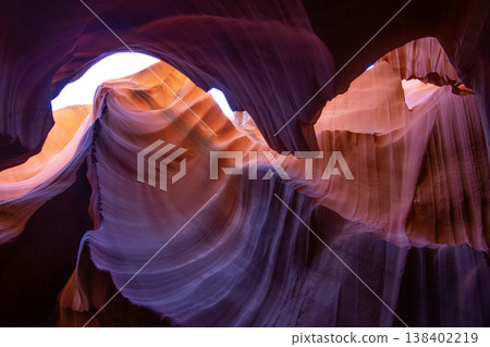 Sunlit Curves of Antelope Canyon Sandstone Formation. Sunlit Curves of Antelope Canyon Sandstone Formation. 138402219
