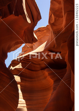 Sunlit Curves of Antelope Canyon Sandstone Formation. Sunlit Curves of Antelope Canyon Sandstone Formation. 138402223