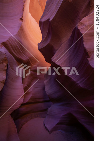 Sunlit Curves of Antelope Canyon Sandstone Formation. Sunlit Curves of Antelope Canyon Sandstone Formation. 138402224