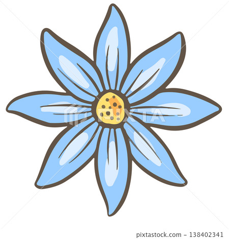 Simple floral flower heads pretty wildflower outline clipart vector illustration 138402341