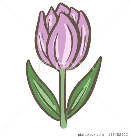 Simple floral flower heads pretty wildflower outline clipart vector illustration 138402352