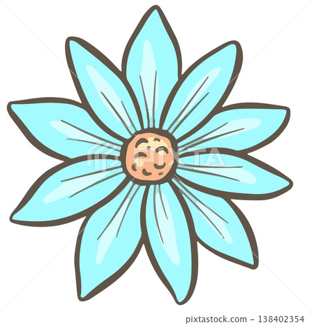 Simple floral flower heads pretty wildflower outline clipart vector illustration 138402354