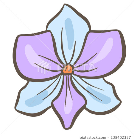 Simple floral flower heads pretty wildflower outline clipart vector illustration 138402357