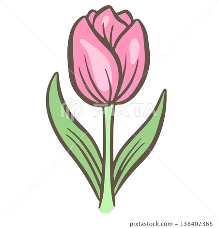 Simple floral flower heads pretty wildflower outline clipart vector illustration 138402368