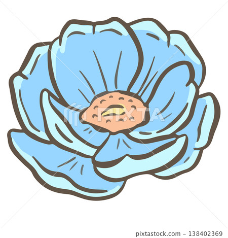 Simple floral flower heads pretty wildflower outline clipart vector illustration 138402369