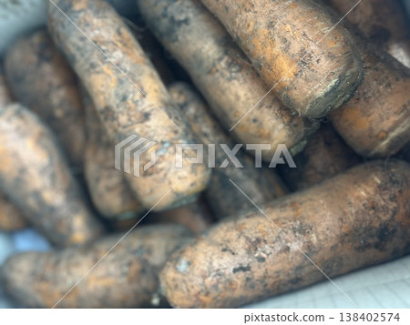 fresh carrots with dirt on them fresh carrots with dirt on them 138402574