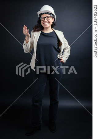 Professional woman architect presenting construction safety concepts 138402622