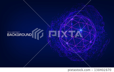 3d abstract sphere orb from dots. Digital and globe pattern background. Particle hud net for world grid geometric and network vector tech concept.  138402870