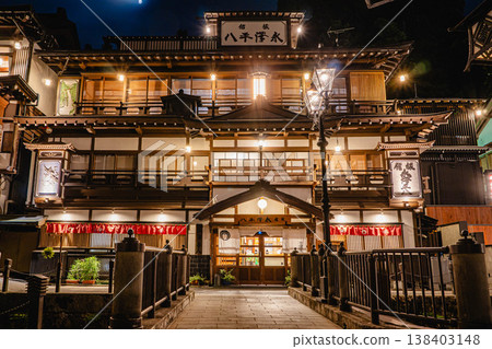 Ginzan Onsen illuminated at night Ginzan Onsen illuminated at night 138403148