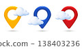 3D Location Pin with Clouds Minimal Icon 138403236