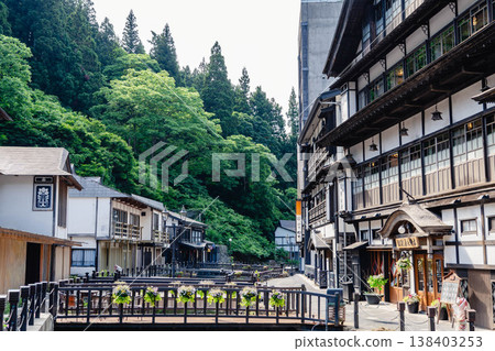 Ginzan hot spring in summer Ginzan hot spring in summer 138403253