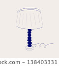Hand drawn blue table lamp with lampshade in minimal doodle style.  138403331
