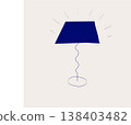 Hand drawn table lamp with blue lampshade in minimal doodle style.  138403482